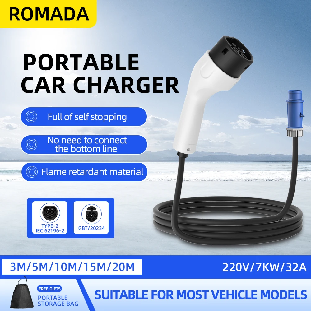 ROMADA Type2 IEC62196-2 para v - Ev Charger Adapter reseña y precio